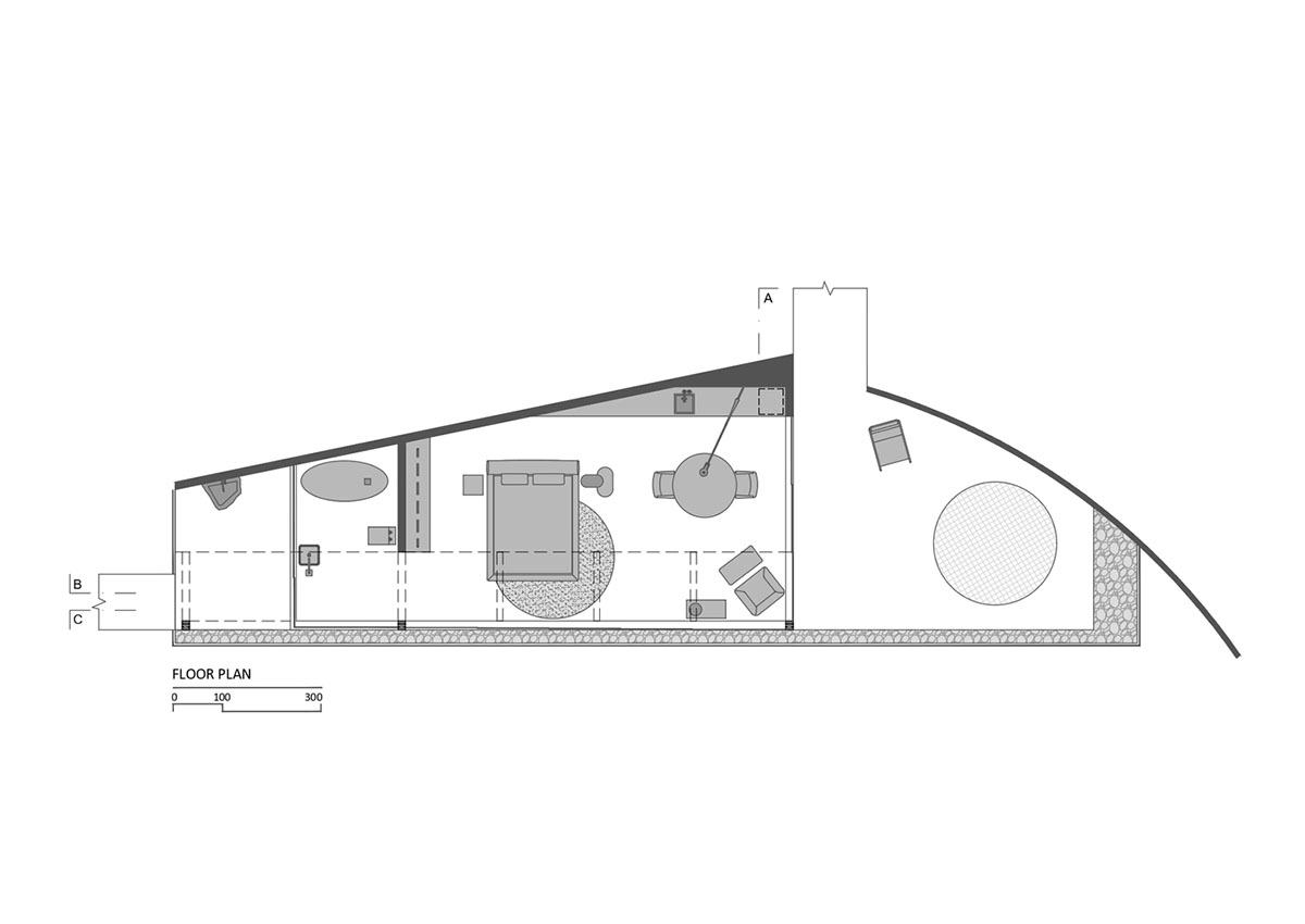 Piacesi Arquitetos Associados suspends refuge cabin with light and curved structures within a forest