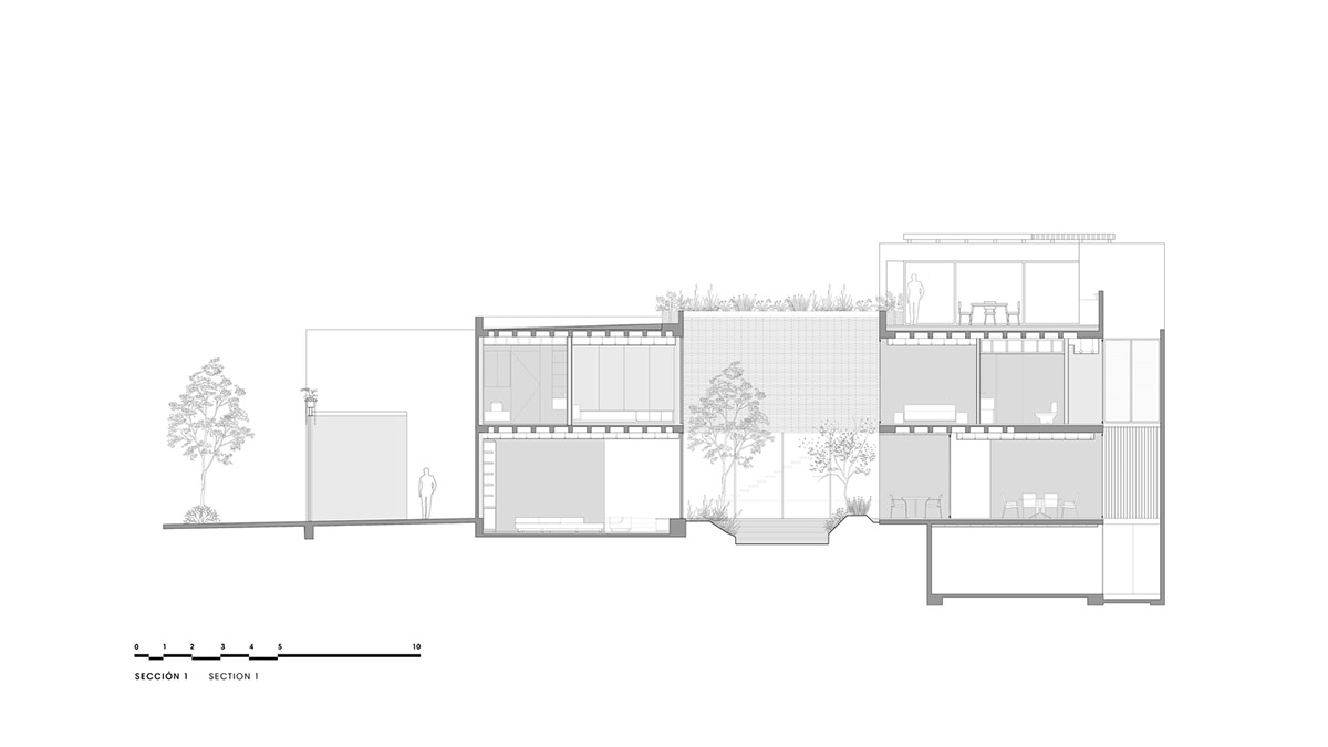 ESRAWE designs house by using red brick pavilion-like volumes in Mexico City