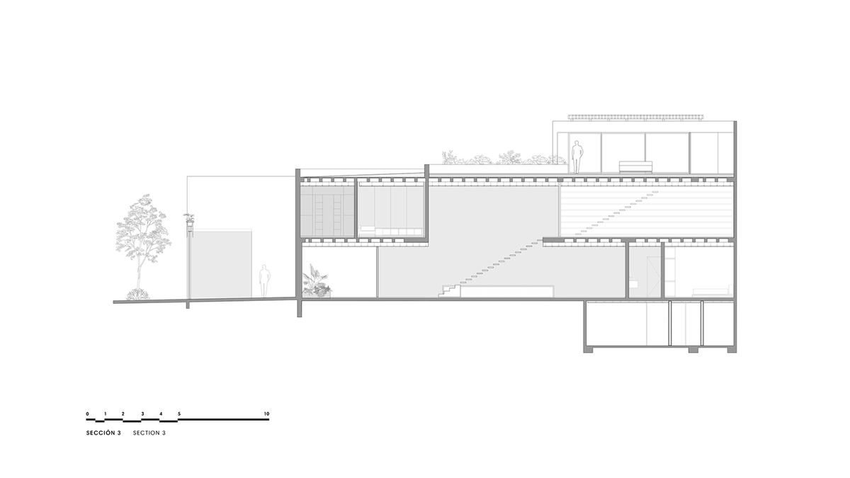 ESRAWE designs house by using red brick pavilion-like volumes in Mexico City