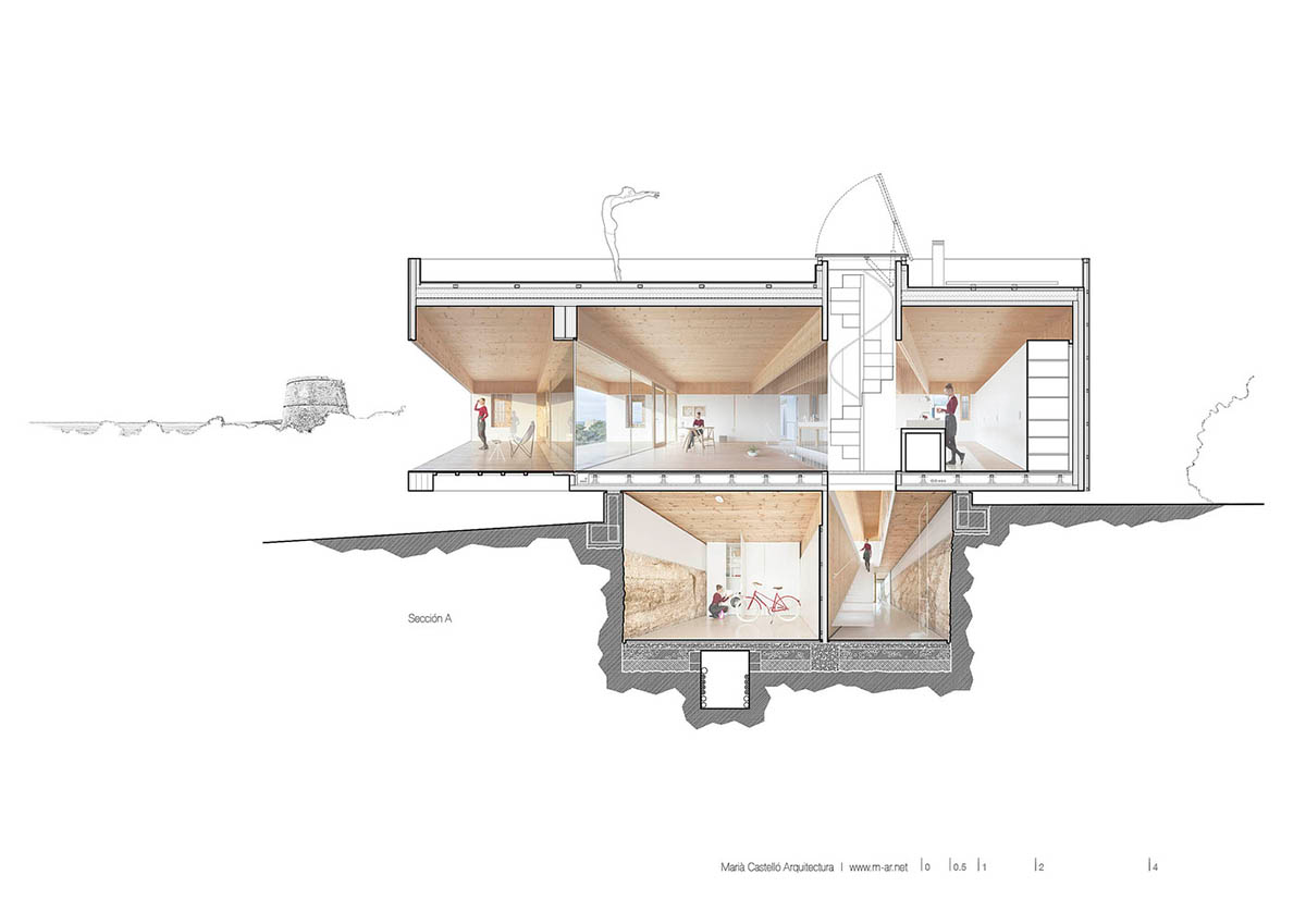 Mari&agrave; Castell&oacute; Architecture combines family program in three monolithic volumes on Formentera island