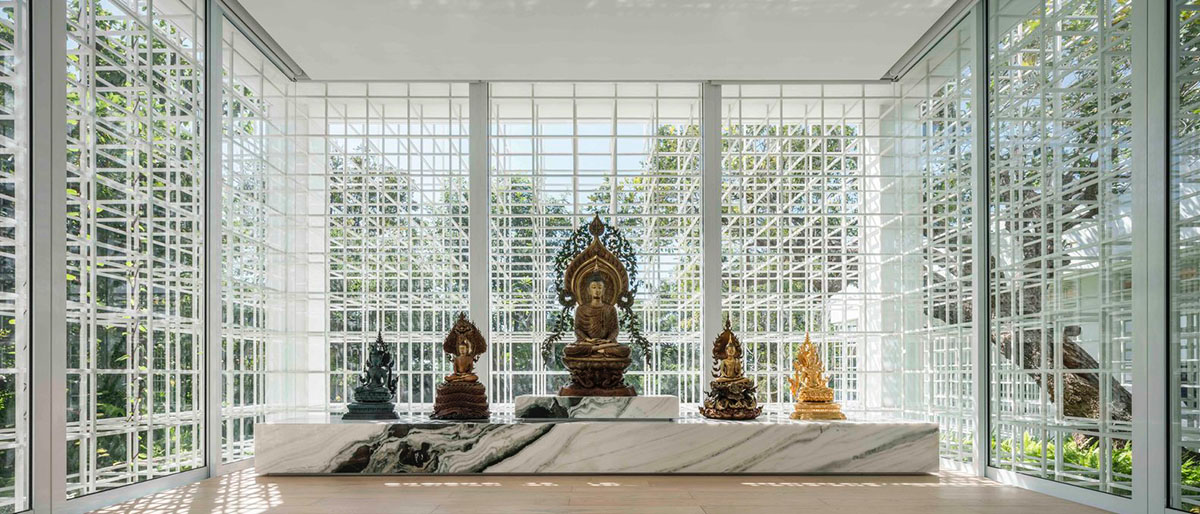 AAd built self-sustainable residence with perforated facade and steel rods in Thailand