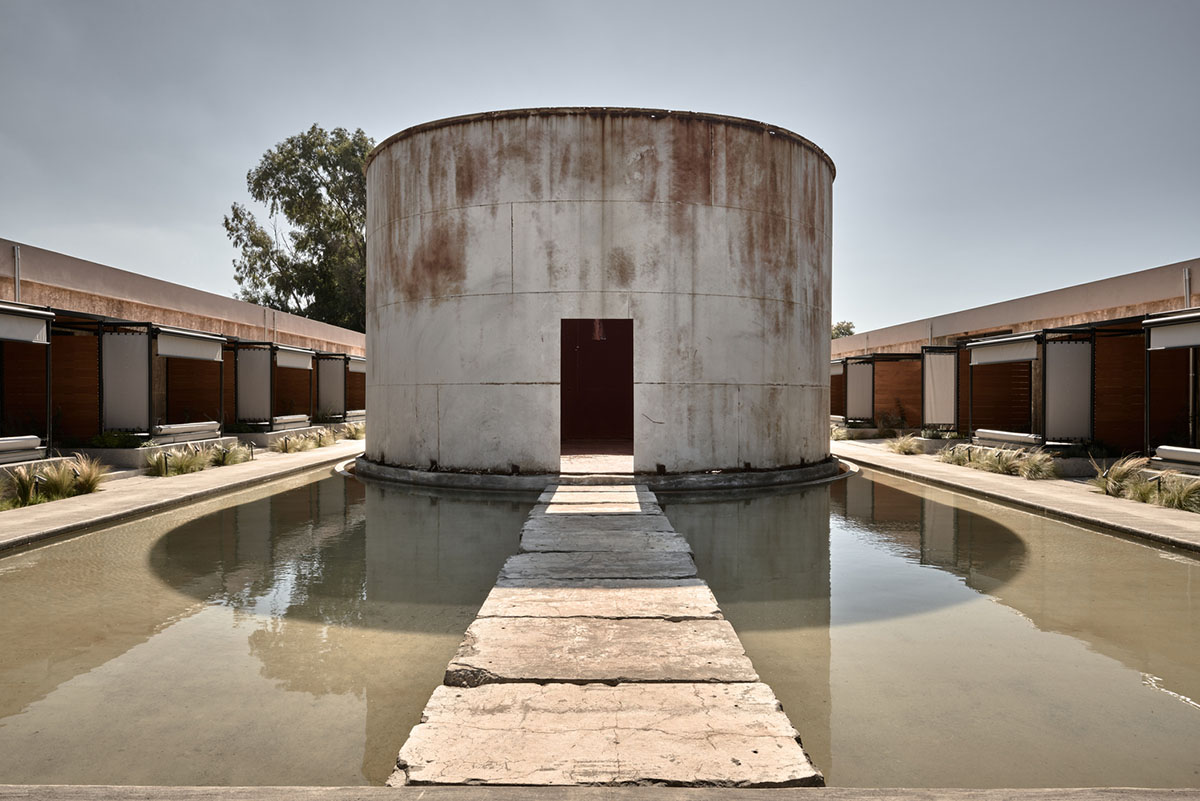 K-Studio converts historic winery complex into industrial-looking seaside hotel in Kourouta, Greece
