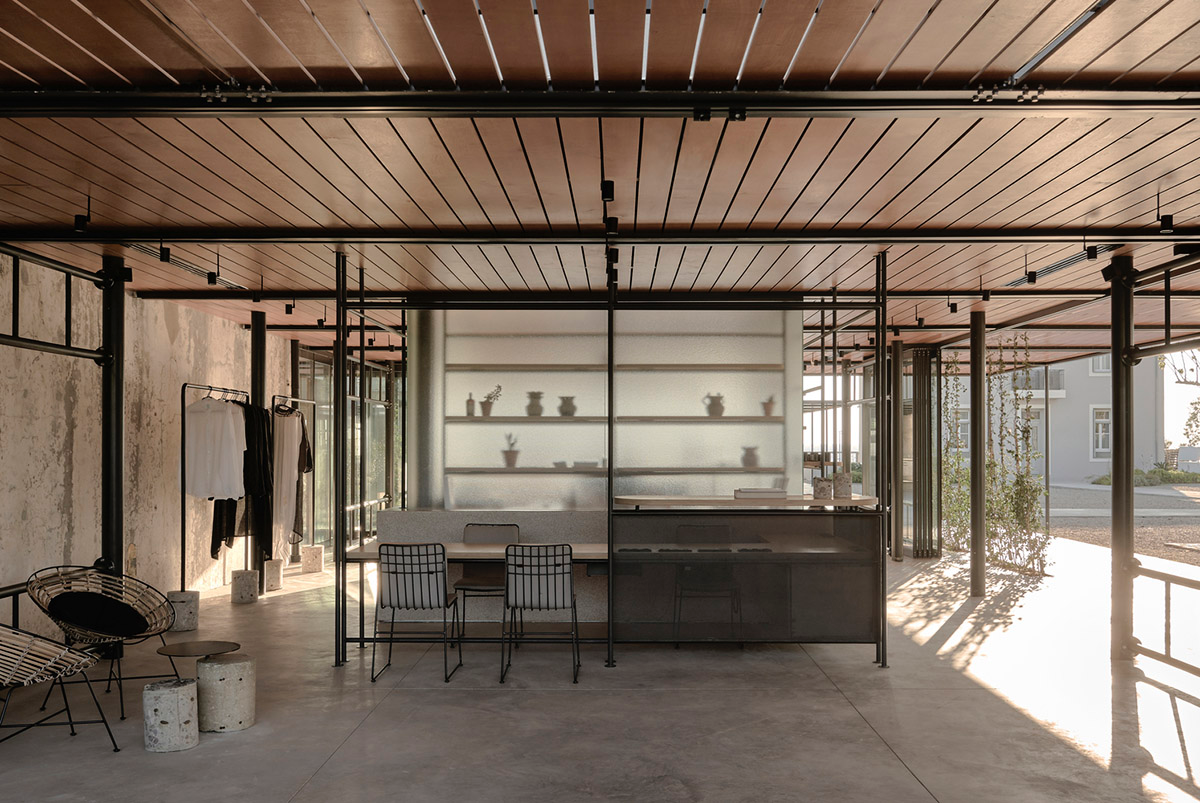 K-Studio converts historic winery complex into industrial-looking seaside hotel in Kourouta, Greece