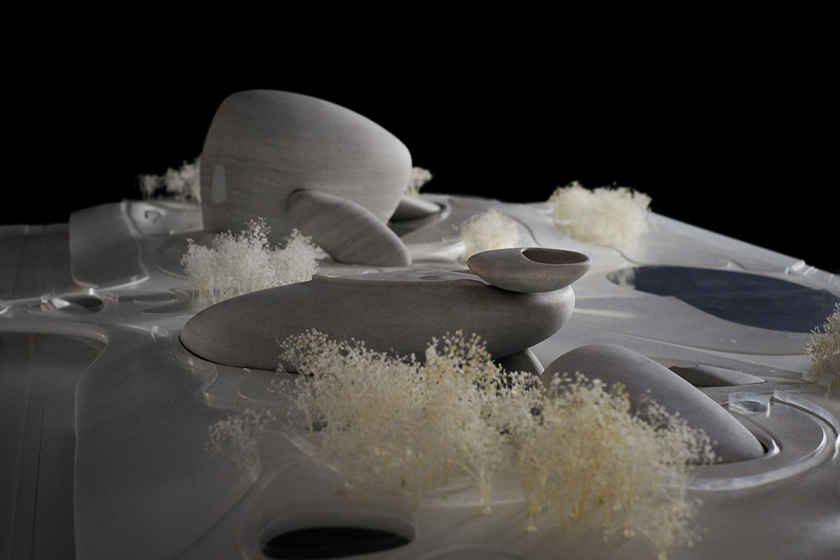 MAD designs Shenzhen Bay Culture Park with climbable, monumental stone-looking pavilions