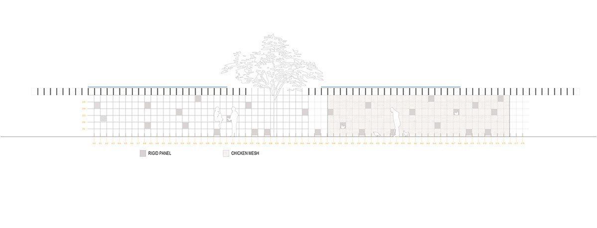 Kengo Kuma and Associates built chicken coop made of burnt wooden boards in Mexico