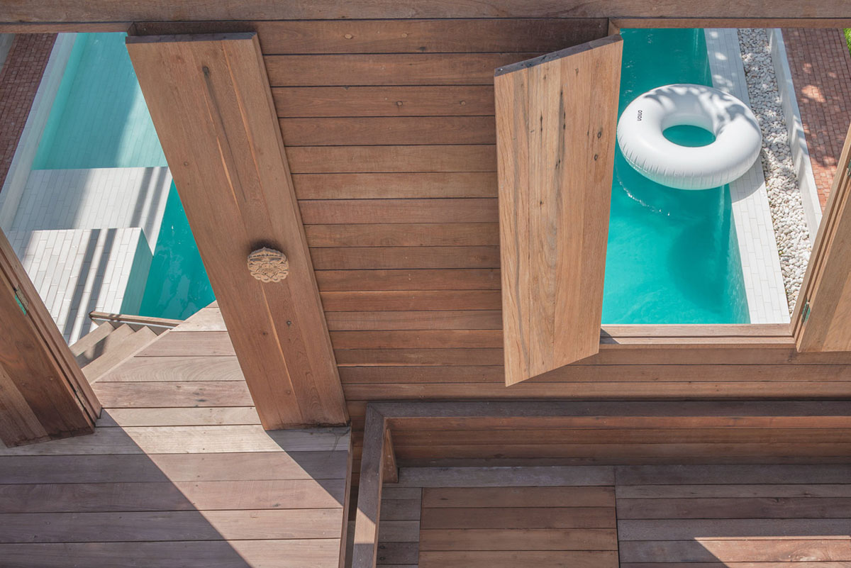 onion designs hotel and restaurant with handmade orange bricks in Thailand