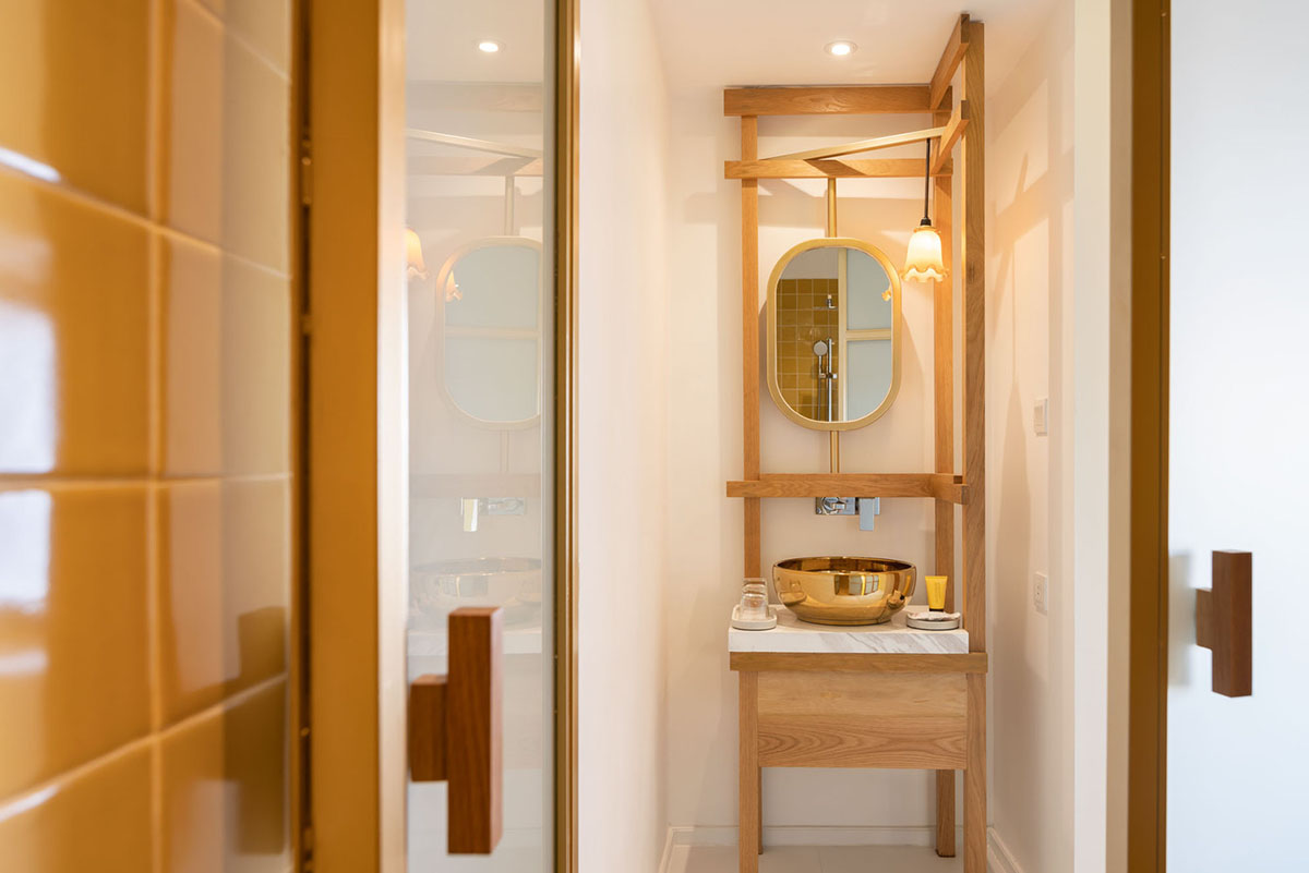 onion designs hotel and restaurant with handmade orange bricks in Thailand