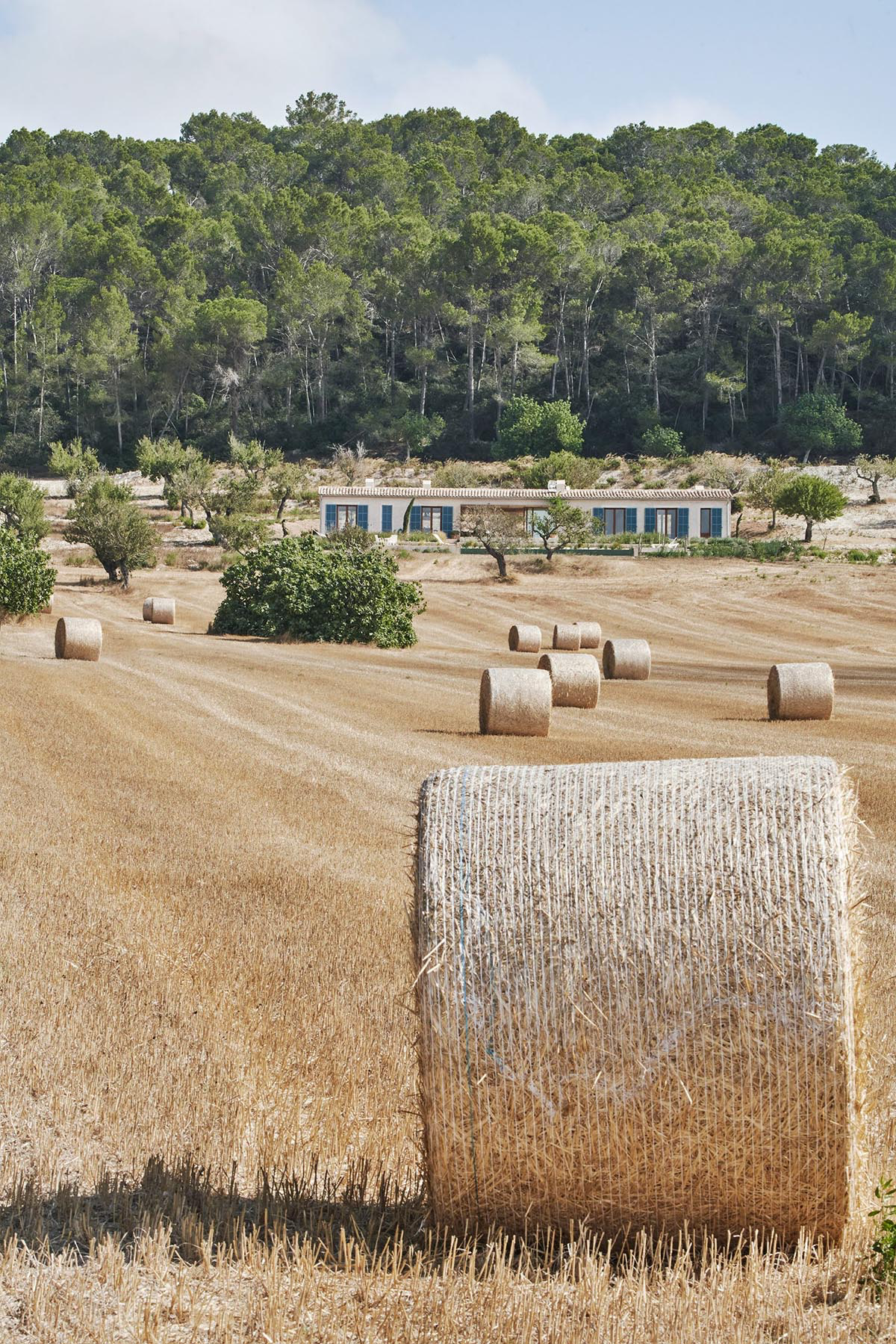 OHLAB's rural villa in Mallorca allows guests to frame natural surrounding under wattle pergola