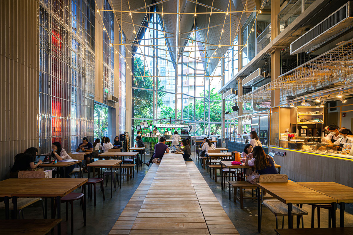 Department of ARCHITECTURE built pavilion with red transparent corrugated sheets for its roof