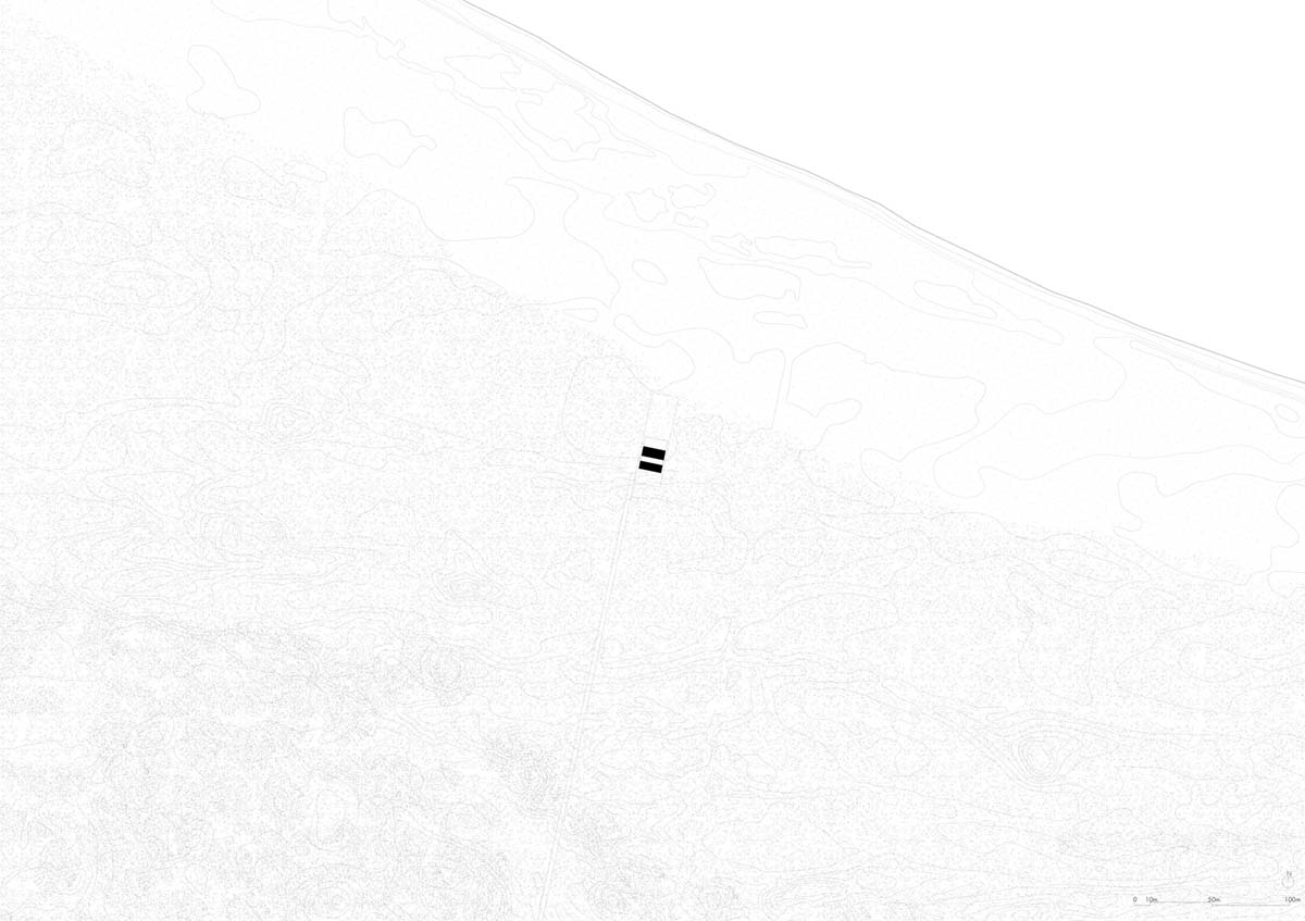 Two identical all-white volumes form this house by Atelier Branco Arquitetura on a flat landscape