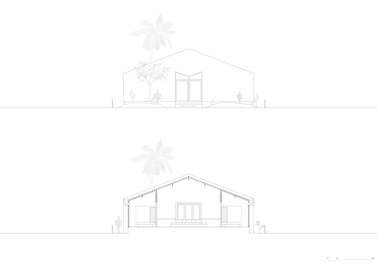 Two identical all-white volumes form this house by Atelier Branco Arquitetura on a flat landscape