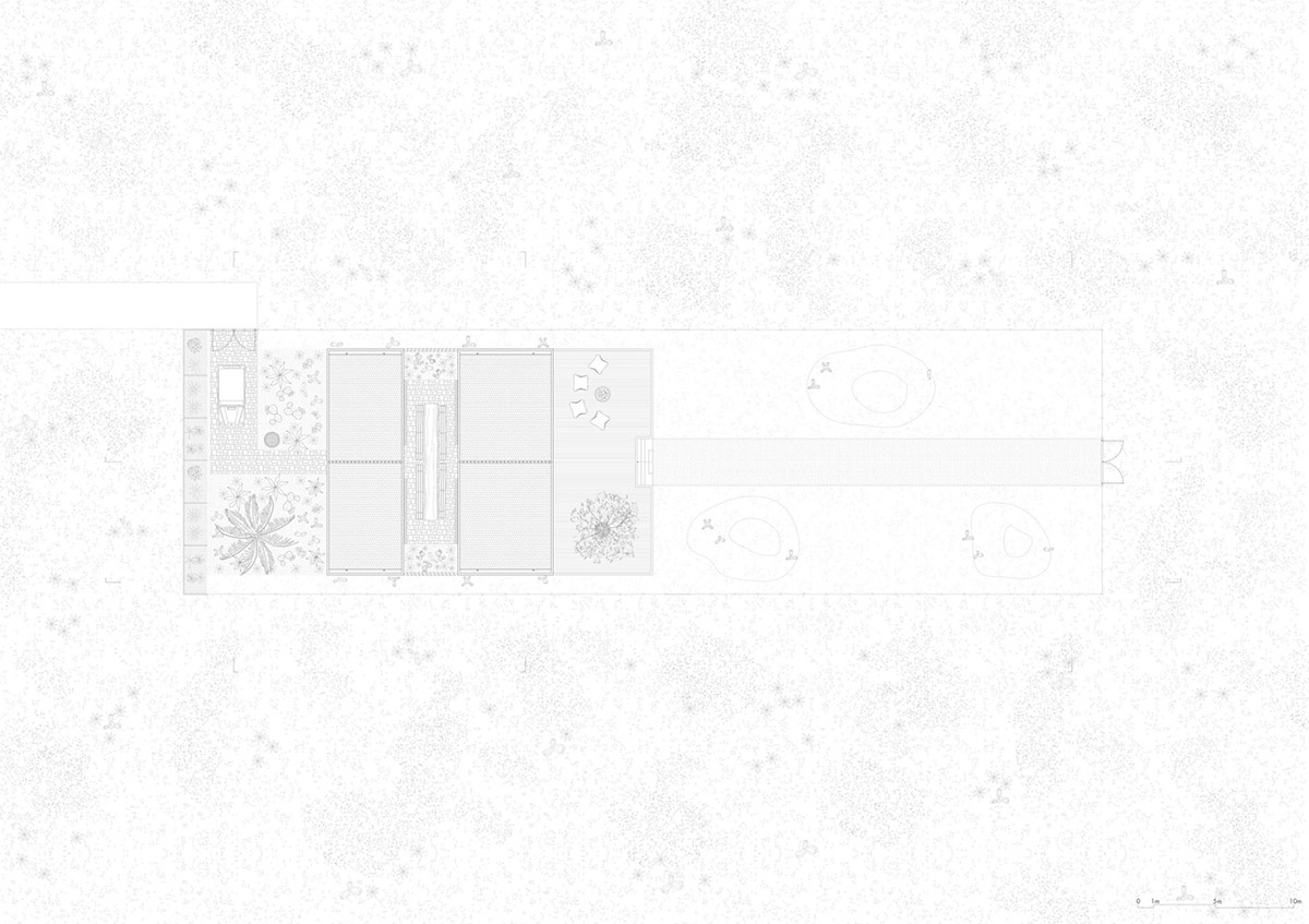 Two identical all-white volumes form this house by Atelier Branco Arquitetura on a flat landscape