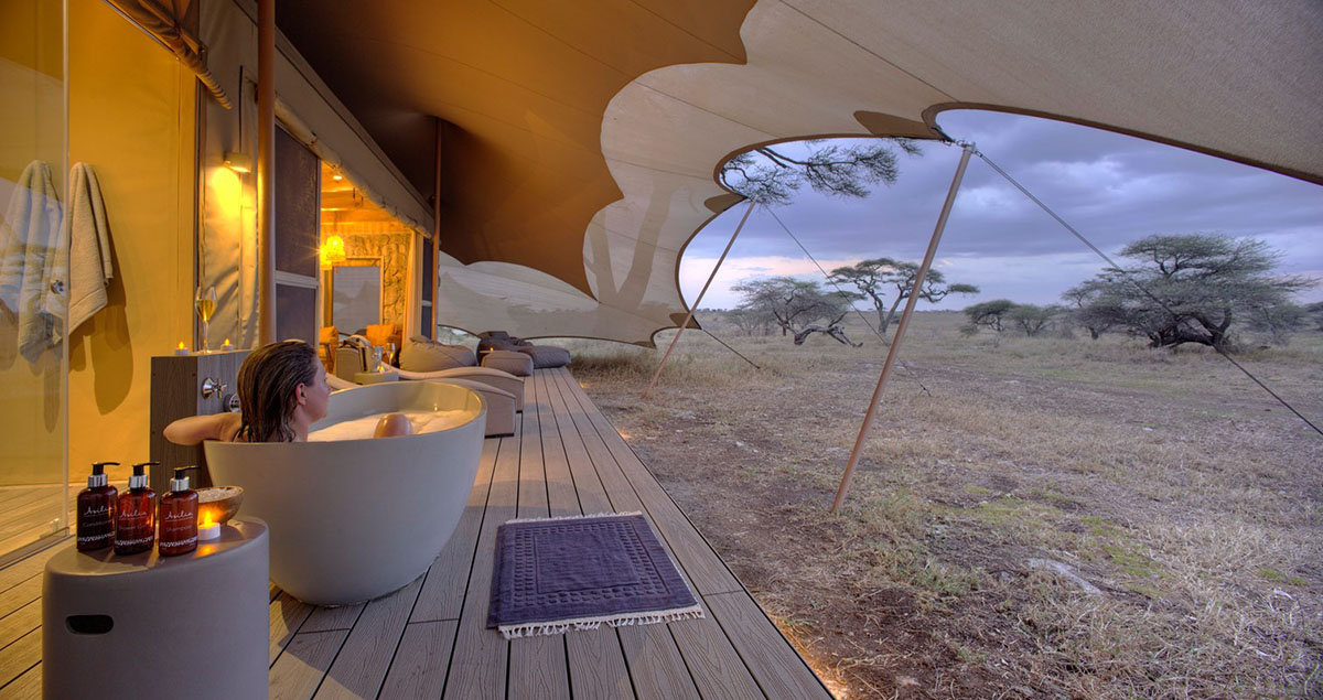 Newly refurbished guest cabin covered by tent provides wildlife experience in Tanzania’s Serengeti