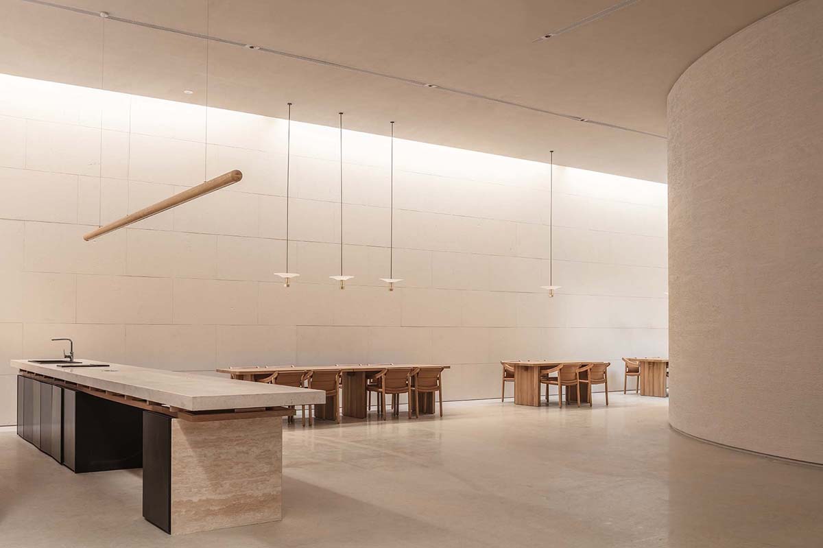 Waterfrom Design creates peaceful interior with wooden furnitures for tea community center in China