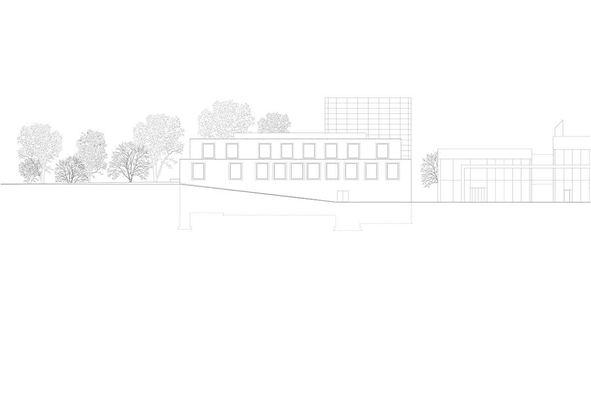 Carlana Mezzalira Pentimalli built music school with cut out and red-pigmented volumes in Italy