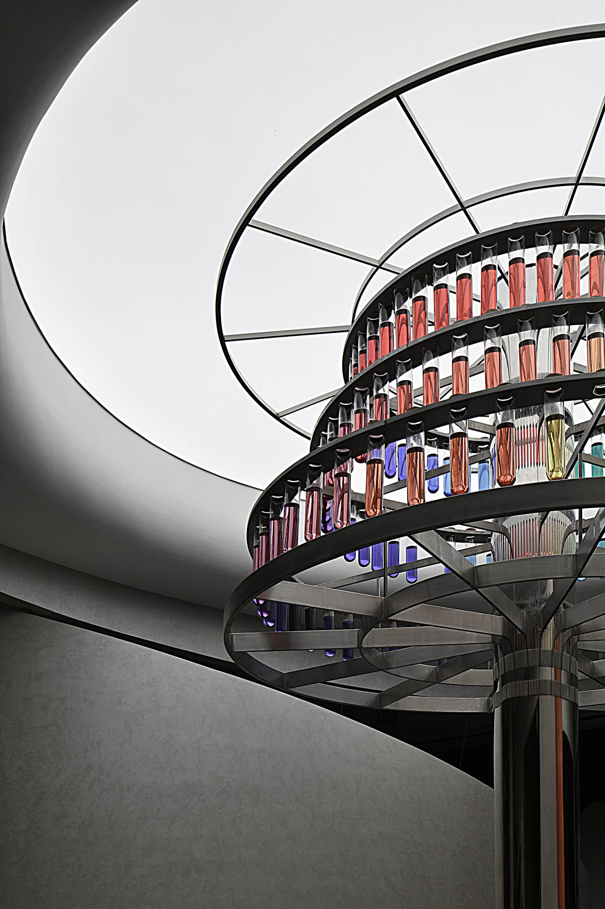 Exhibition hall interiors in China feature unconstrained flowing wall evoking