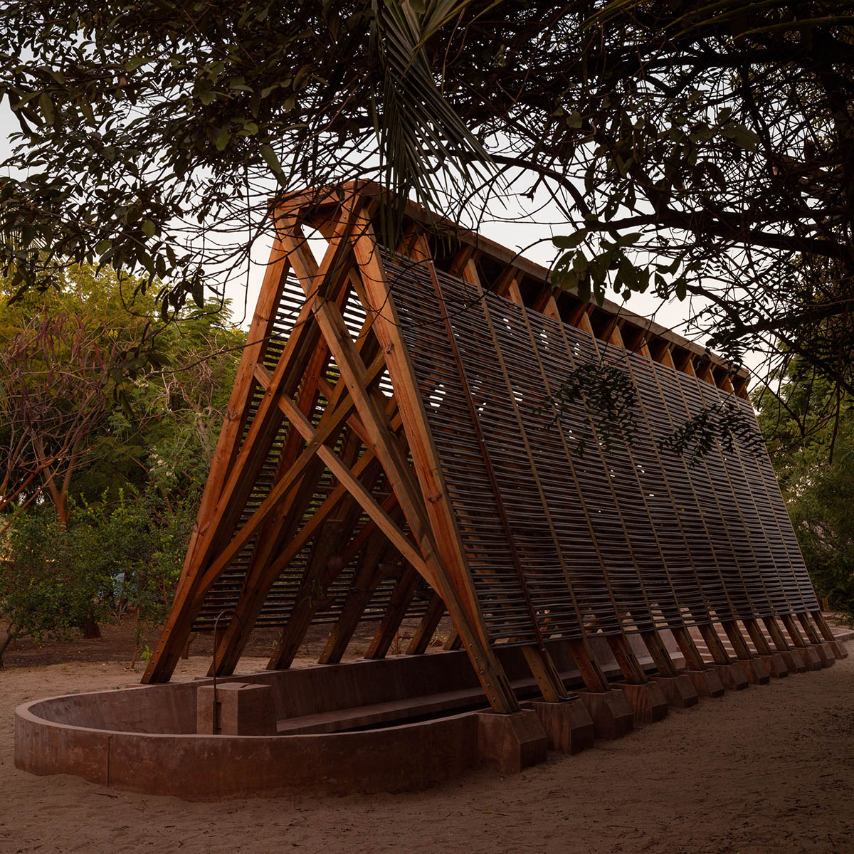 Centro de Colaboración Arquitectónica completes wooden Orchid Pavilion for Casa Wabi in Mexico