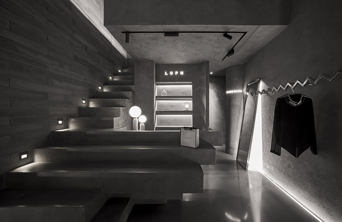 Minimal Vietnamese store is informed by geometric forms and greyscale palette