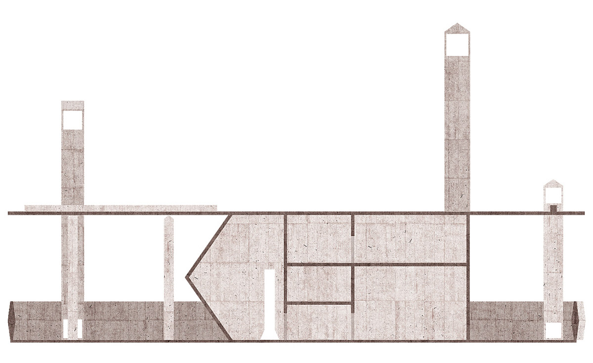 Valerio Olgiati designs monolithic entrance with forest of