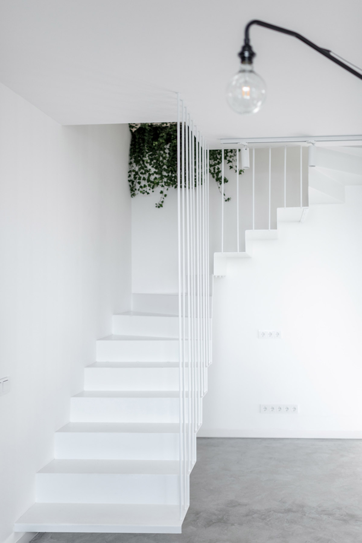 Metal framed-table, glass partitions, green infills make this interior space vivid and light in Lviv