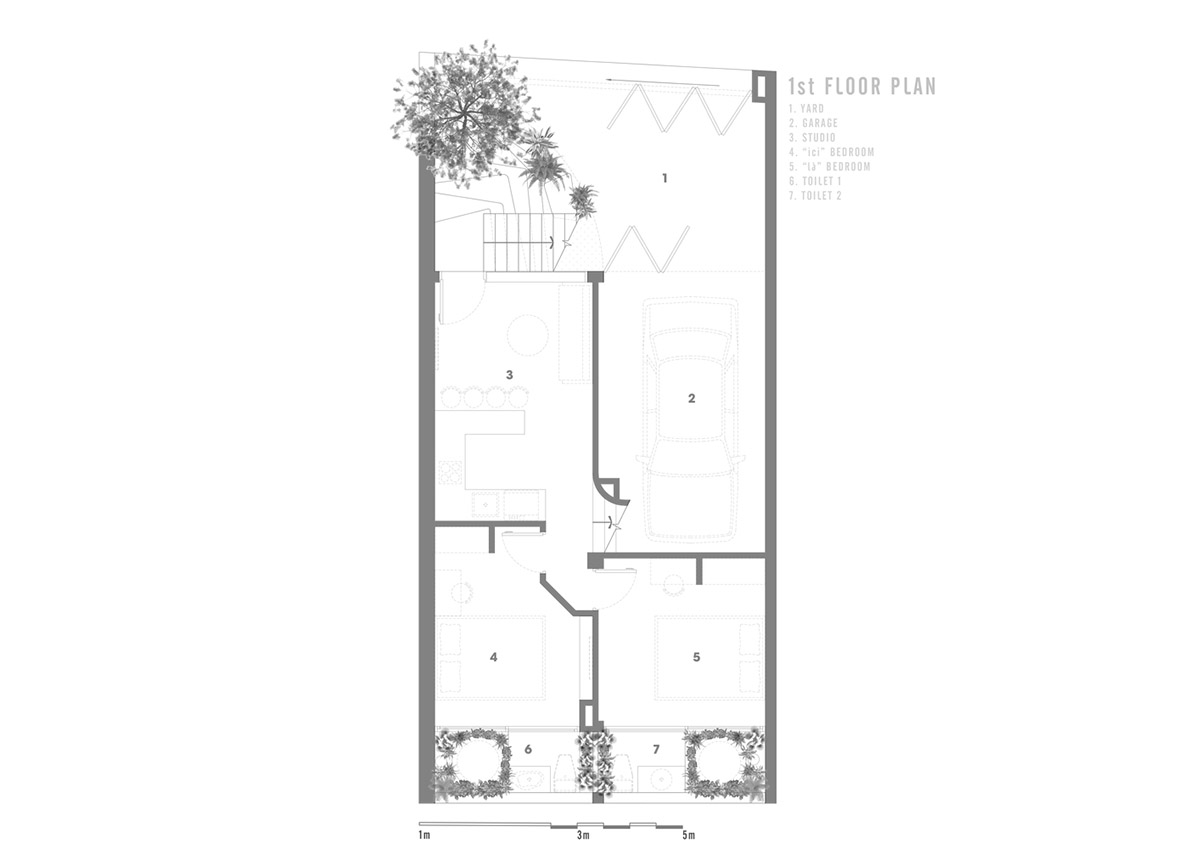 Jalousie House in Vietnam features porous wall with folding pattern for airy interior