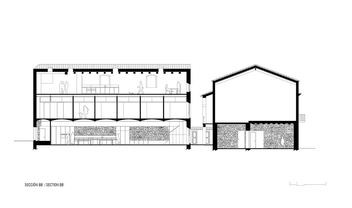 Anna & Eugeni Bach converts former chocolate factory into residence with stone walls in Spain