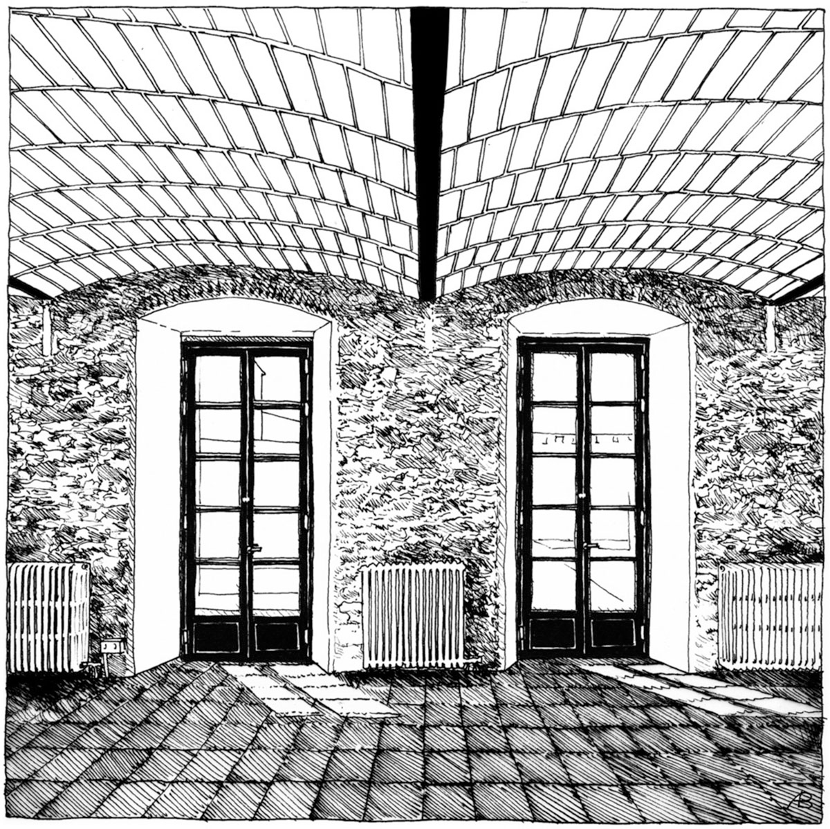 Anna & Eugeni Bach converts former chocolate factory into residence with stone walls in Spain