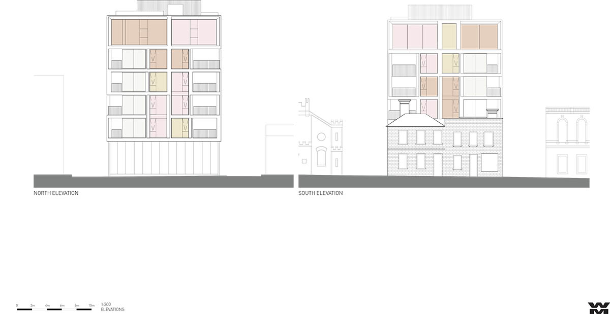 Piccolo House by Wood Marsh features coloured reflective glass elements in South Melbourne