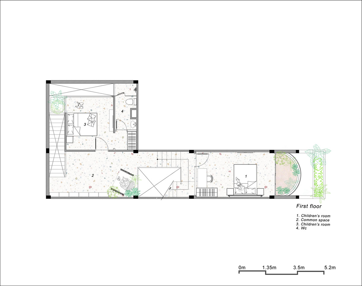 AD9 Architects built residence on a narrow plot with half-circled balconies in Vietnam