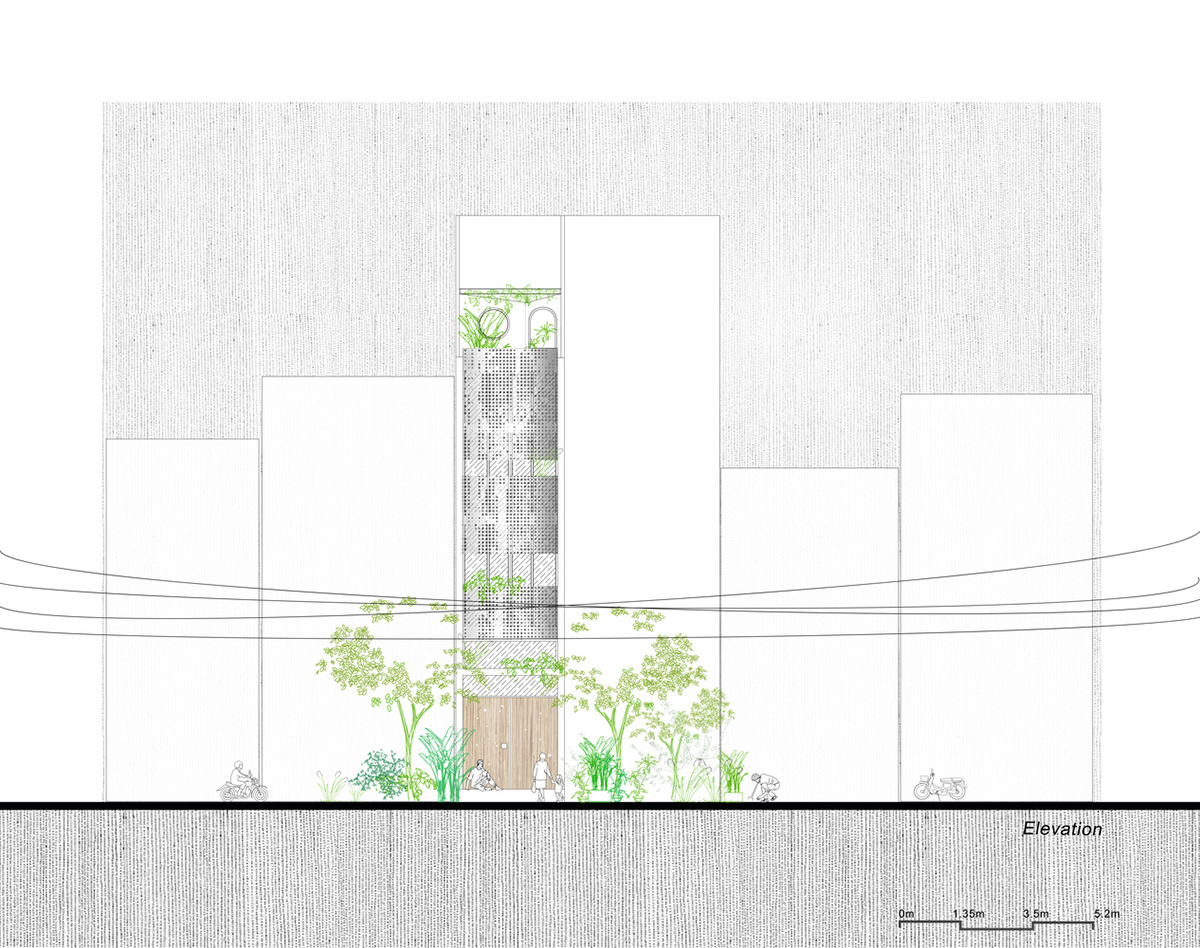 AD9 Architects built residence on a narrow plot with half-circled balconies in Vietnam