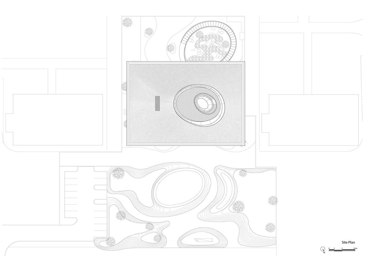 Community Center in Xi&rsquo;an is raised on sculptural base that features a rippling effect