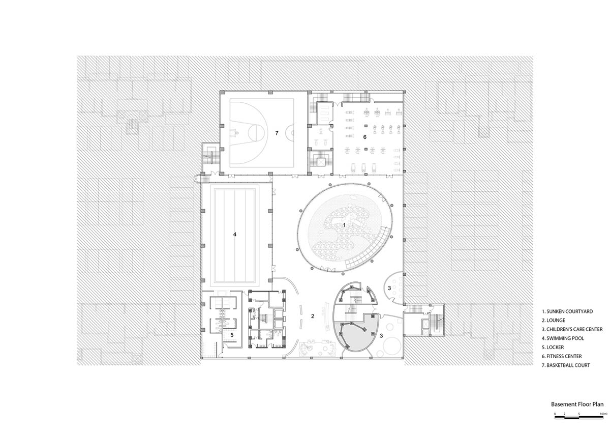 Community Center in Xi&rsquo;an is raised on sculptural base that features a rippling effect
