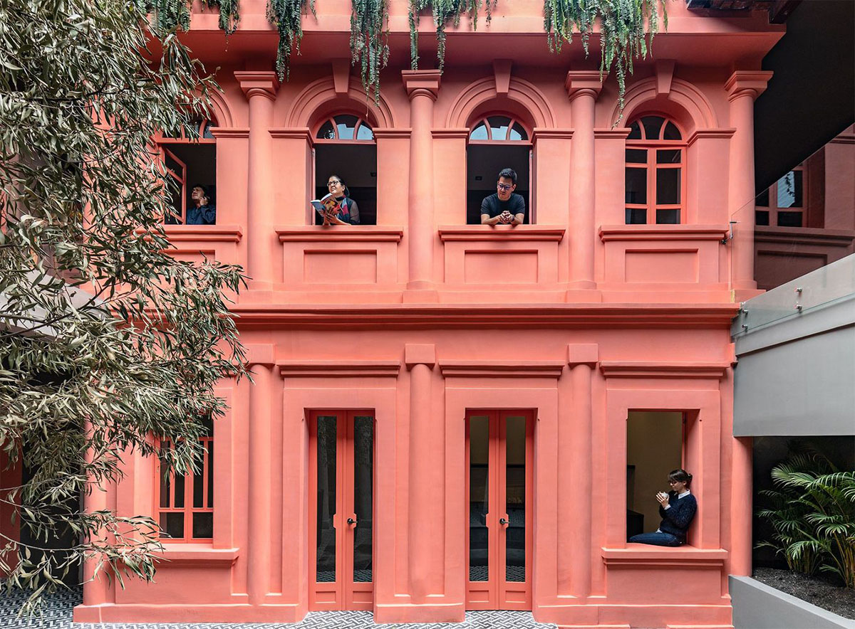 nicolas&nicolas converts old building into hotel with pinkish walls and central courtyard in Quito
