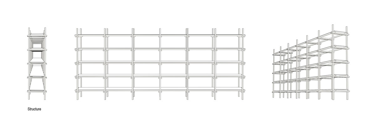 stu.dere divides interior space with golden wire meshes for multiple uses in this store in Portugal