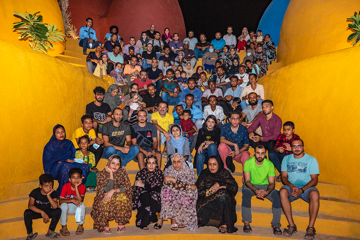 ZAV Architects built colorful-domed housing made of rammed earth and sand on Hormuz island, Iran