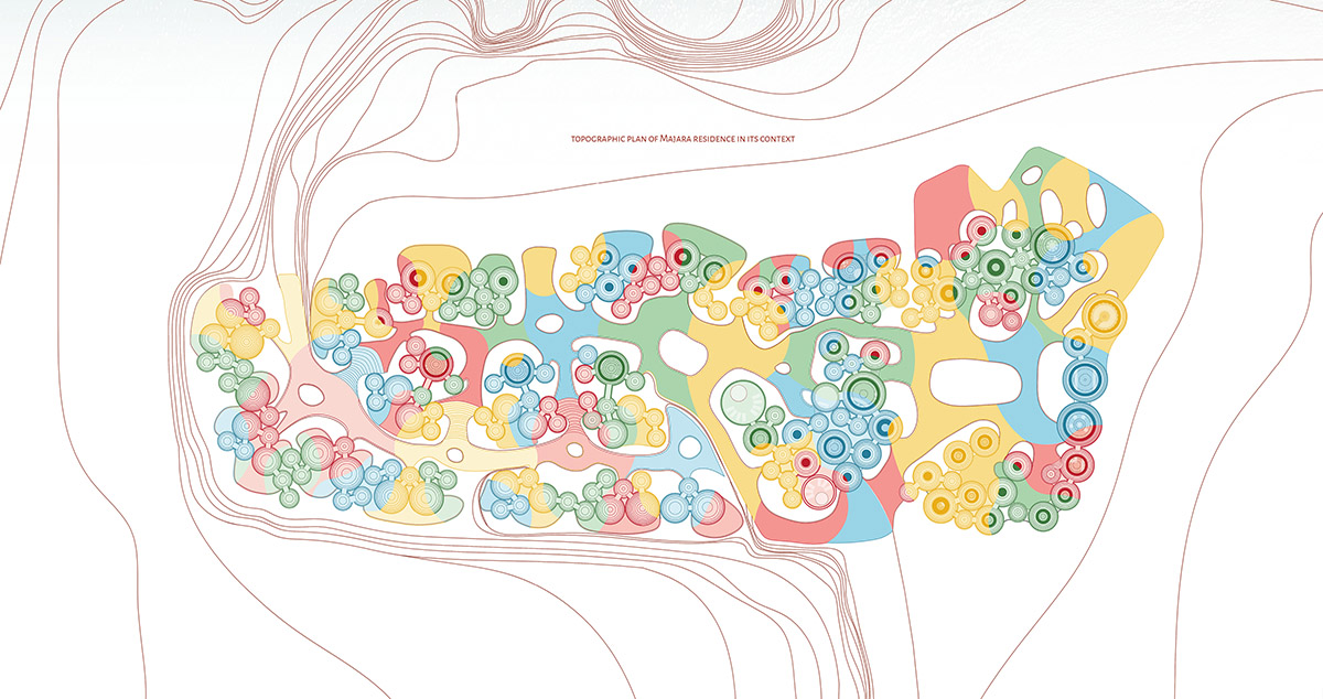 ZAV Architects built colorful-domed housing made of rammed earth and sand on Hormuz island, Iran