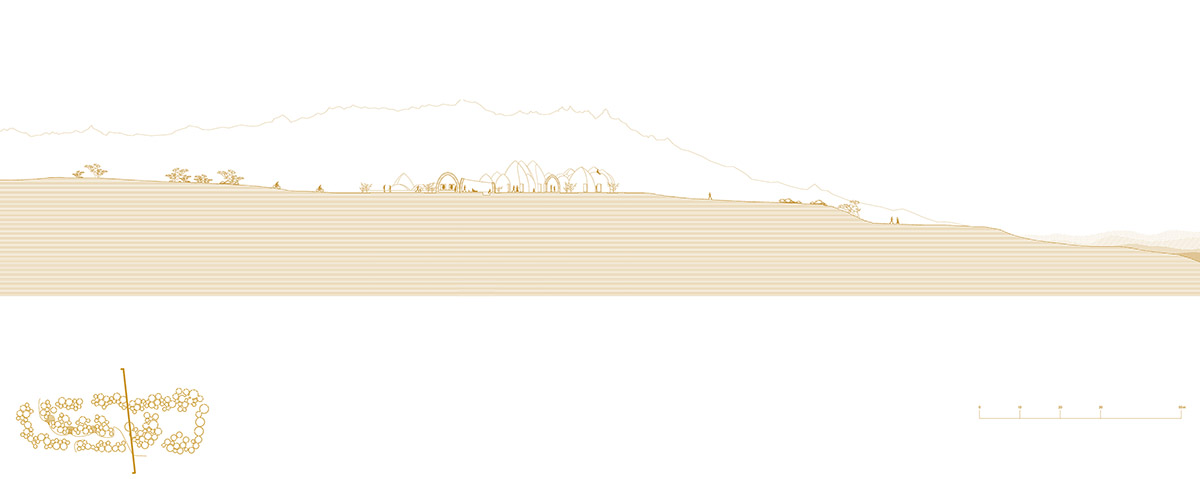 ZAV Architects built colorful-domed housing made of rammed earth and sand on Hormuz island, Iran