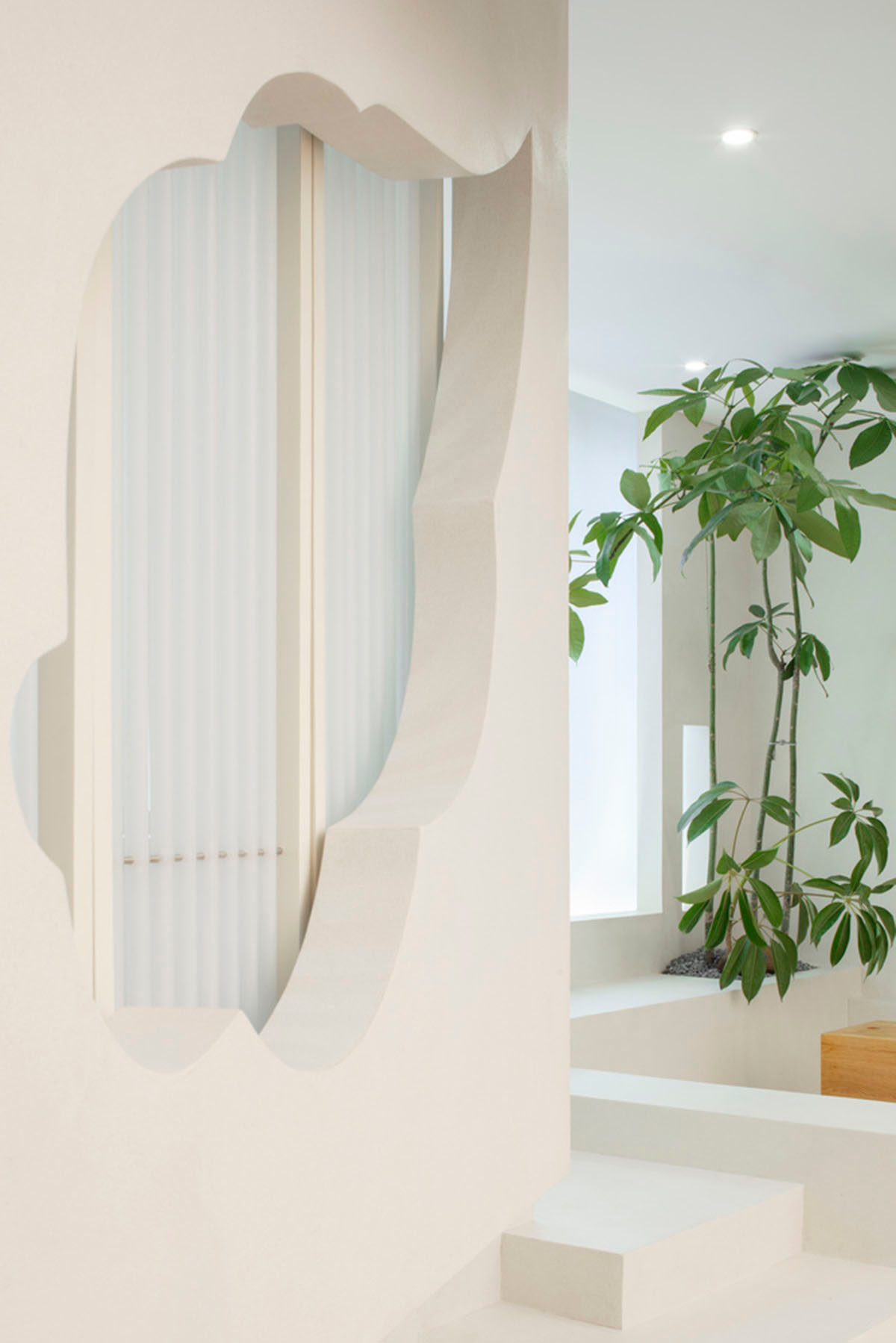 Jiejie studio wraps this tea room with a peach garden with rocky and forest landscape in Beijing