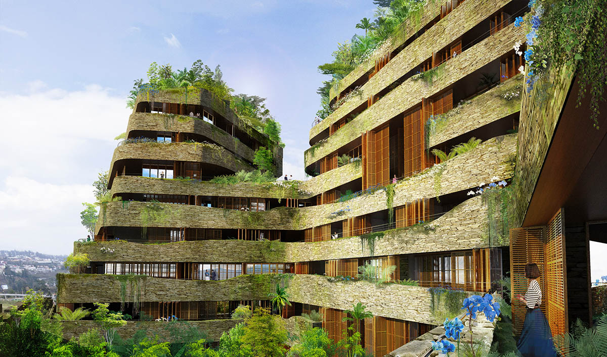 First phase completed for Jean Nouvel's stone-clad Aquarela complex in Ecuador