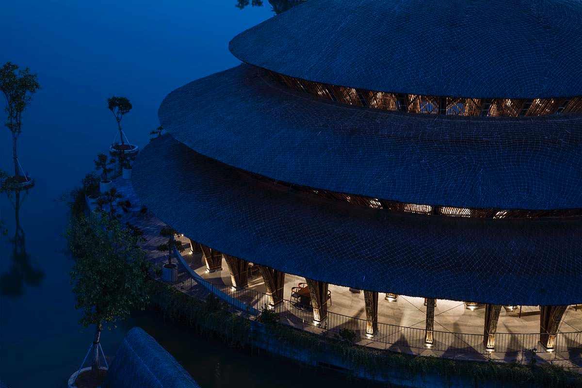 VTN Architects completes Vedana Restaurant in Vietnam, a tallest bamboo structure of the studio