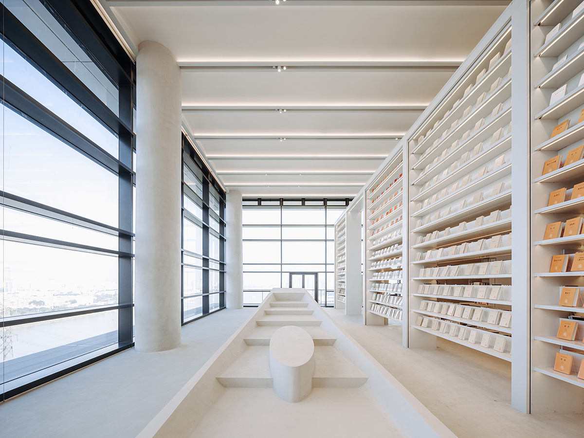 Wutopia Lab creates surprising interiors with cut-out forms in The Satori Harbor Library in Guangzhou
