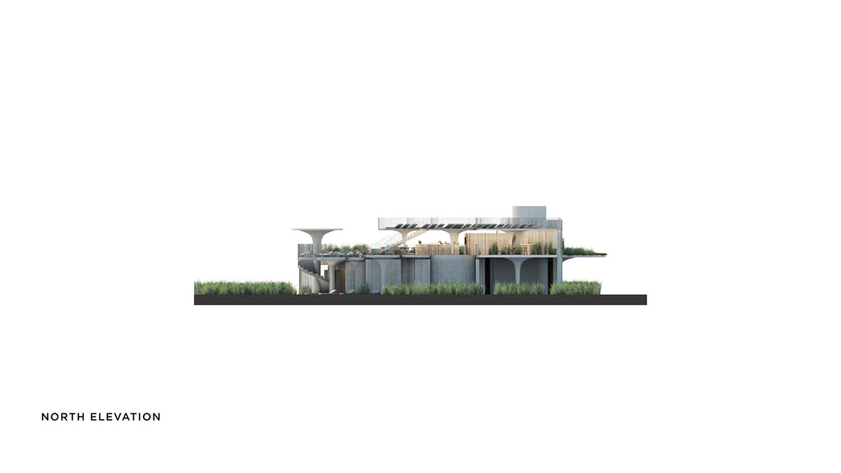 Asbury Beach Club in New Jersey is composed of curved concrete canopies activating the site