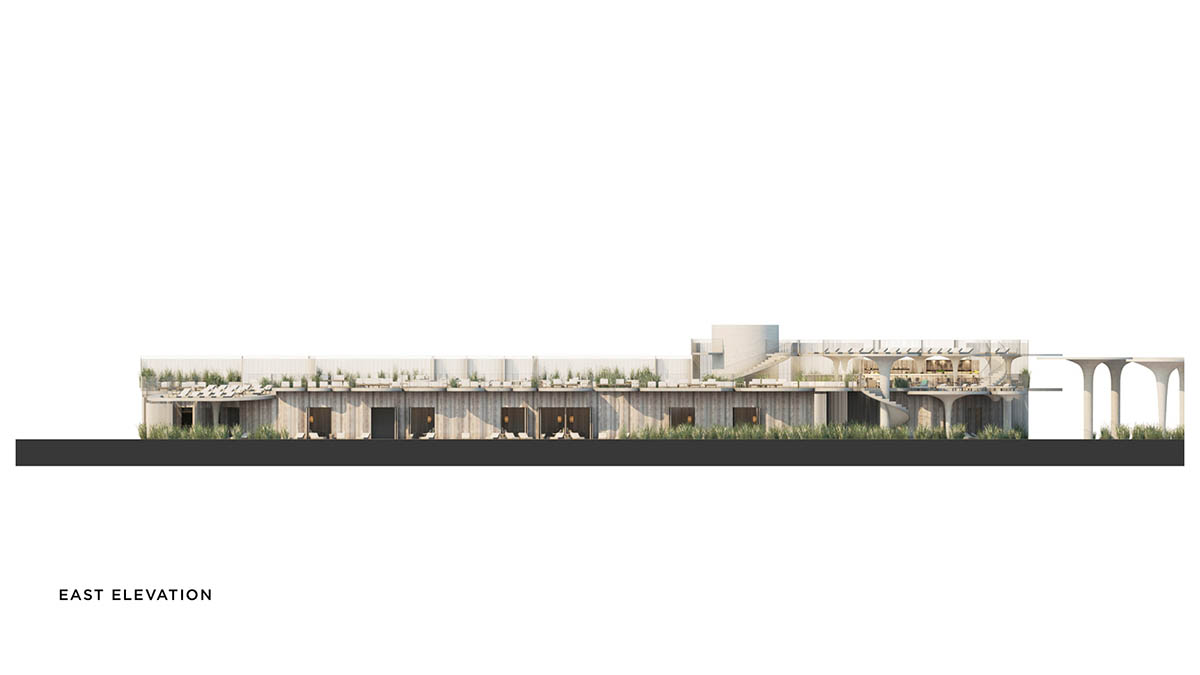 Asbury Beach Club in New Jersey is composed of curved concrete canopies activating the site