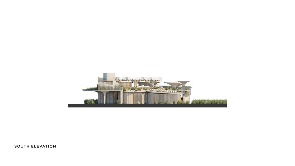 Asbury Beach Club in New Jersey is composed of curved concrete canopies activating the site