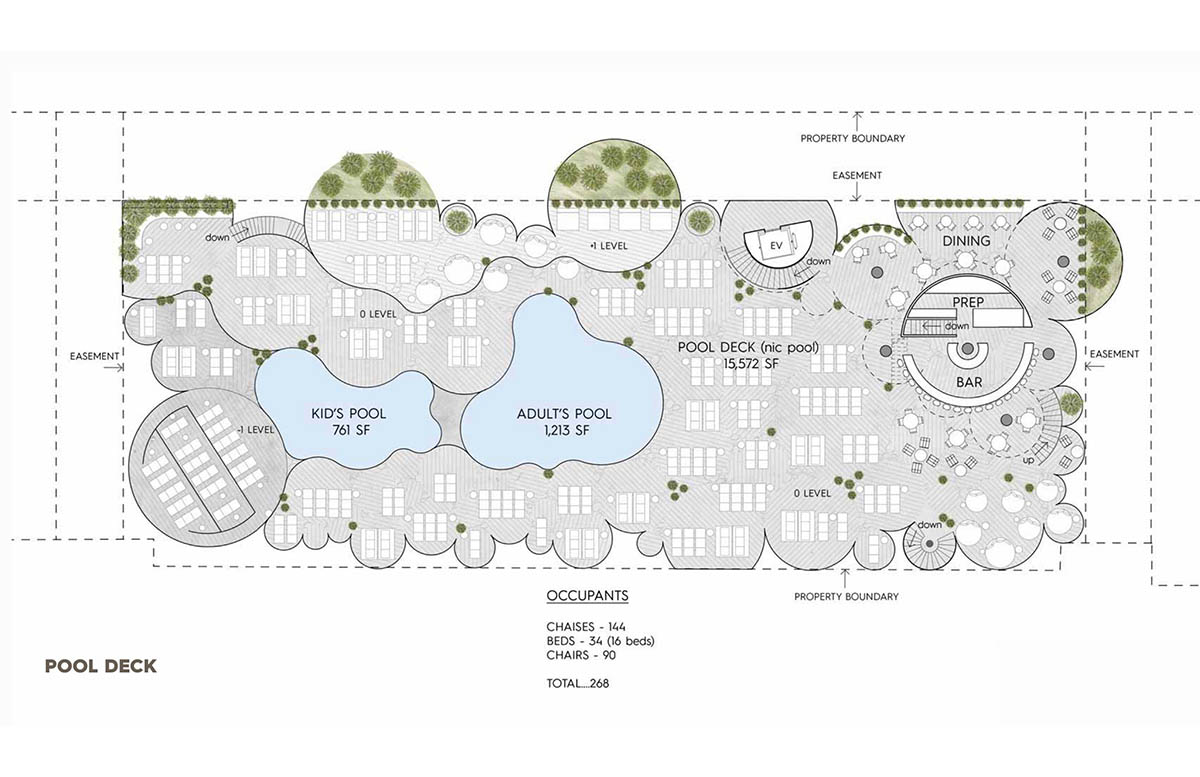 Asbury Beach Club in New Jersey is composed of curved concrete canopies activating the site
