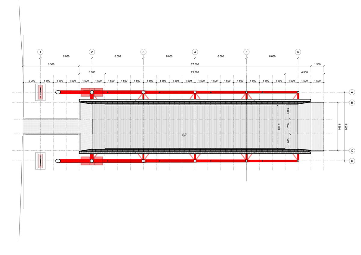 Richard Rogers' new gallery supported by orange steel beams cantilevers out 27 meters over hillside