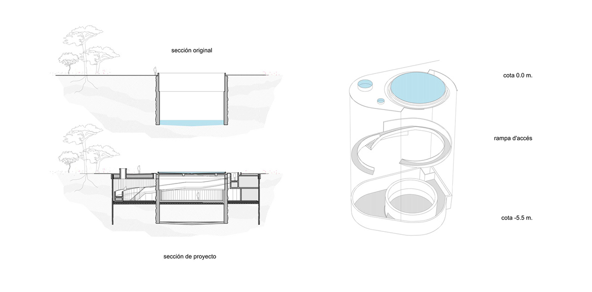 Aigua de Vilaju&iuml;ga restored with vaulted bricks and exposed concrete bringing light into the space