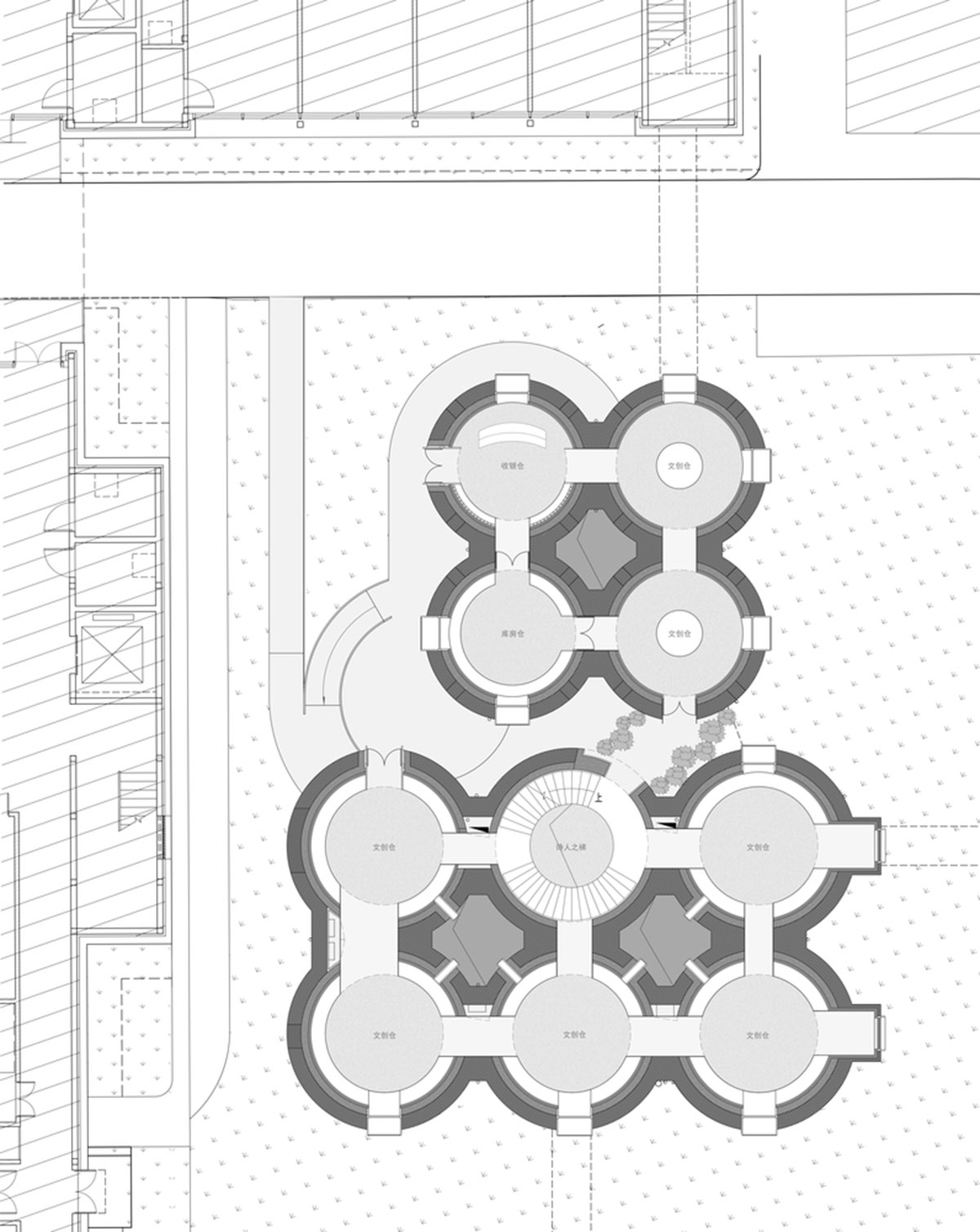 Ten towering cylindrical cement silos are converted to house immersive library of books in China