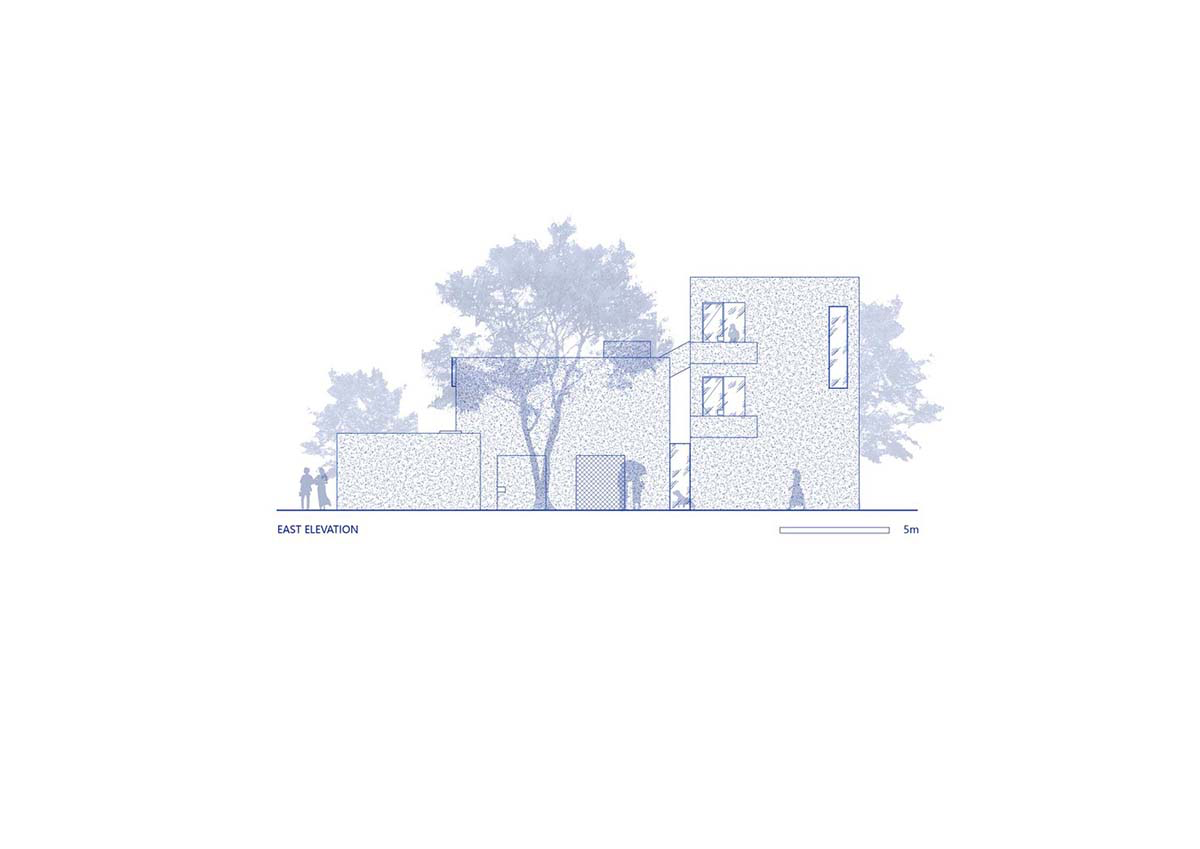 Ladder-Like sandalwood yellow volumes form Buddha artist's exhibition space and studio in China