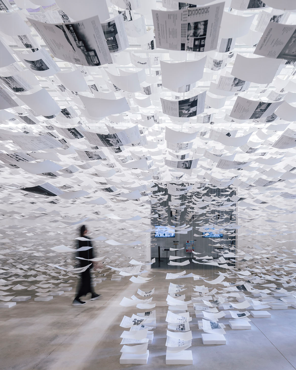 Spanish Pavilion suspends thousands of sheets of paper presenting Uncertainty at Venice Biennale